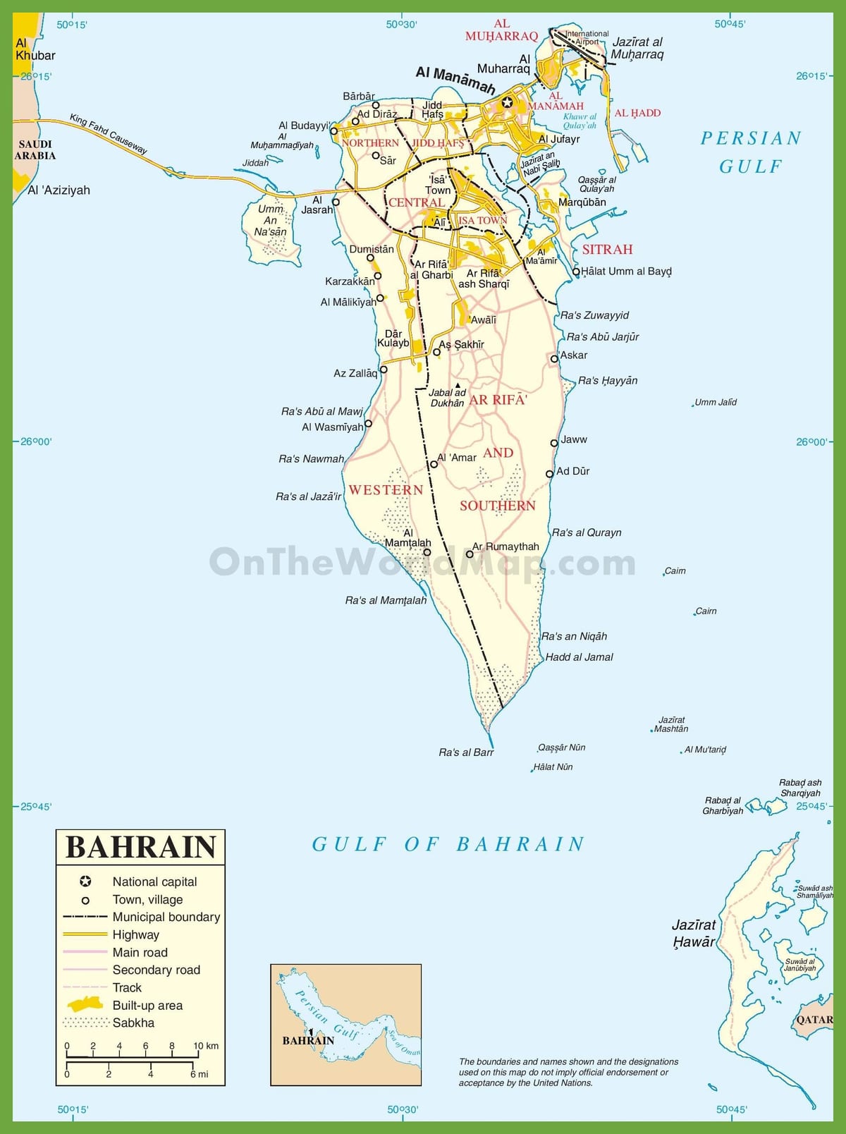 பஹ்ரைன் நகரங்களில் வரைபடம்
