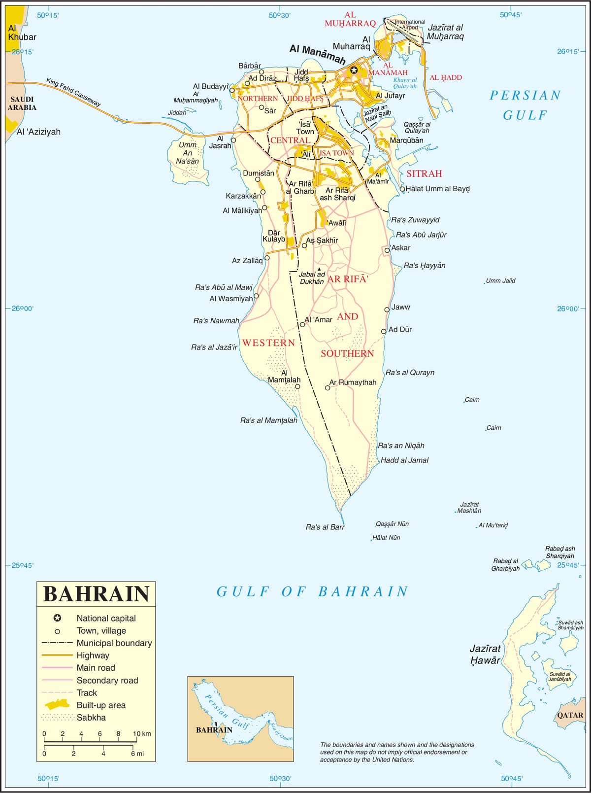 பஹ்ரைன் அரசியல் வரைபடம்