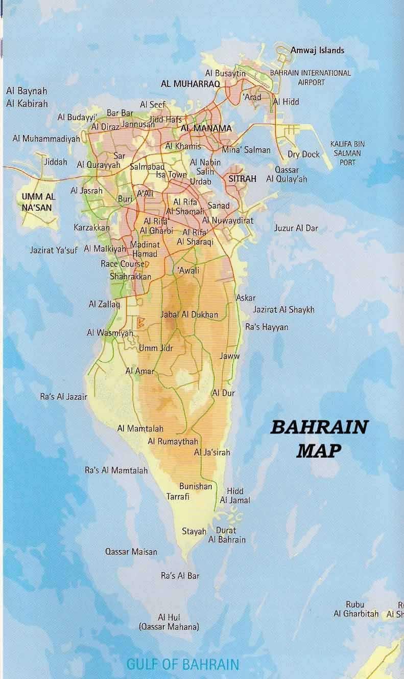 பஹ்ரைன் வரைபடம் இடங்களில்
